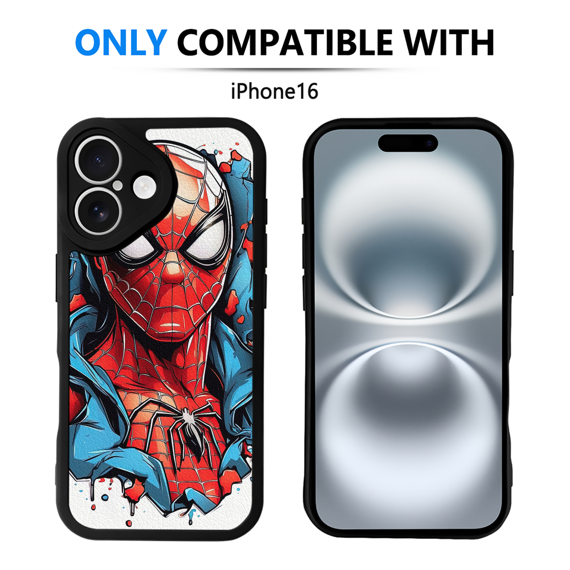 （画像用） Spider Man スパイダーマン 【iPhone 16シリーズ対応】シリコンスマホケース（レザー調） 材質：シリコン